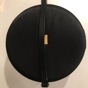 Dior Black Round Cosmetic Case with Gold Accent